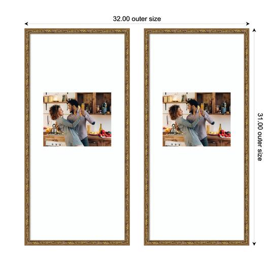 Kate and Laurel Belmont Gallery 14" x 30" Brown Picture Wood Frames 10" x 8" with Mat, 2ct.